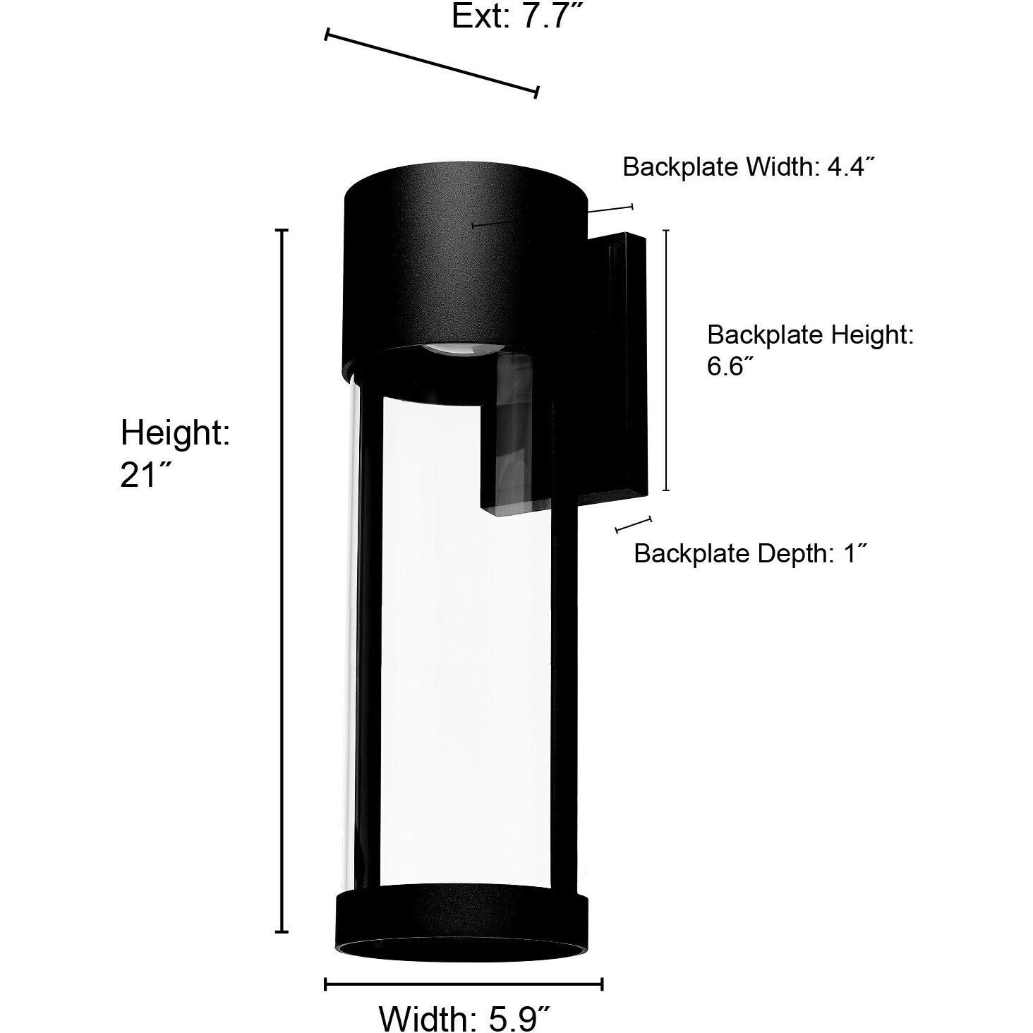 Trefor LED 21 inch Powder Coated Black Outdoor Wall Sconce